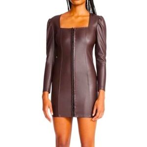 Betsey Johnson Burgundy Punk Goth Corset Style Faux Leather Dress Size 0 XXS XS